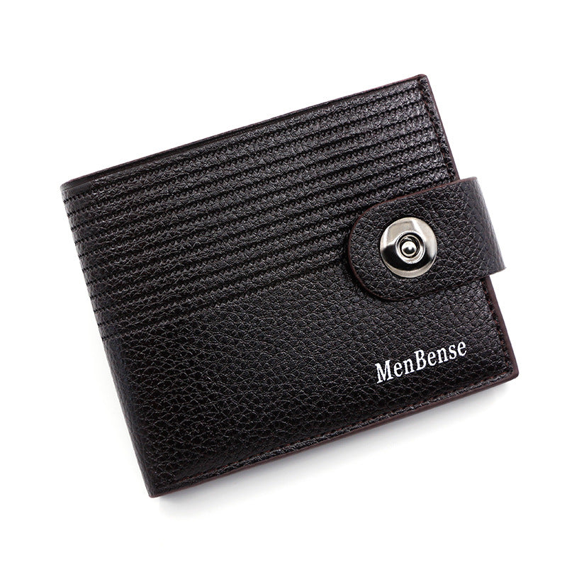 Men's Fashion Striped Short Magnetic Snap Simple Men's Wallet