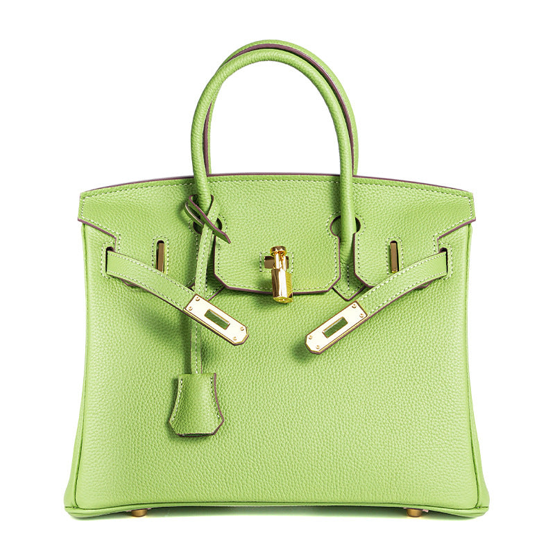 Women's Line First Layer Cowhide Handmade Litchi Grain Handbags