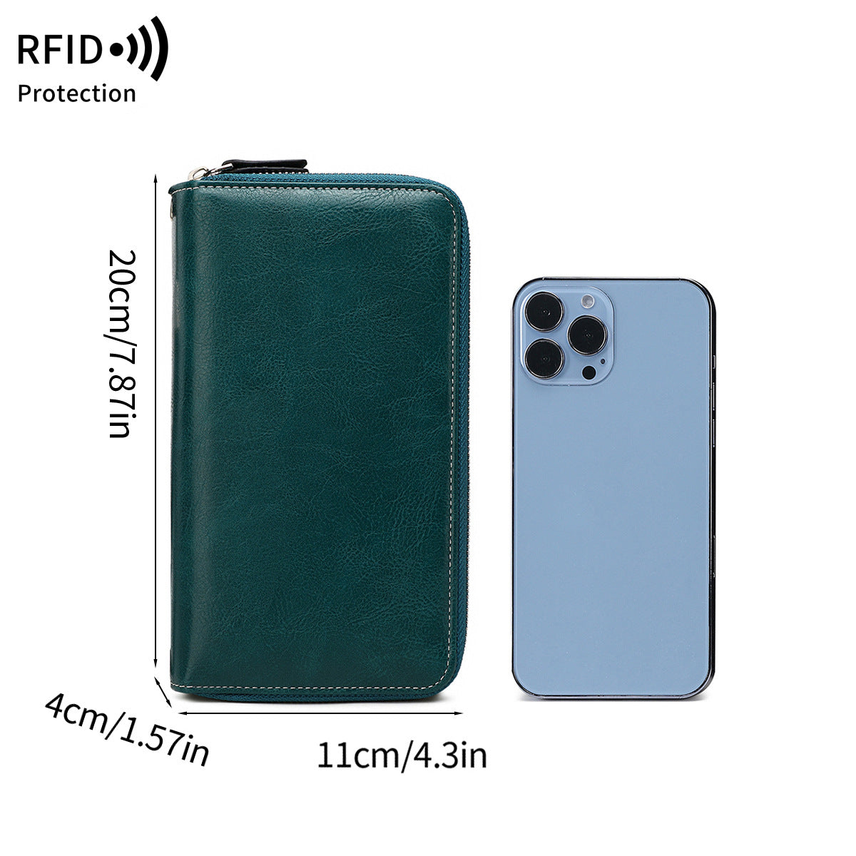 Double Layer Zipper Large Capacity Long Portable Card Holder
