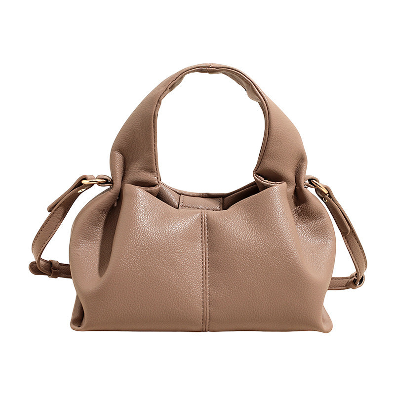 Women's French Niche Commute Simple Soft Leather Cloud Women's Shoulder Bag