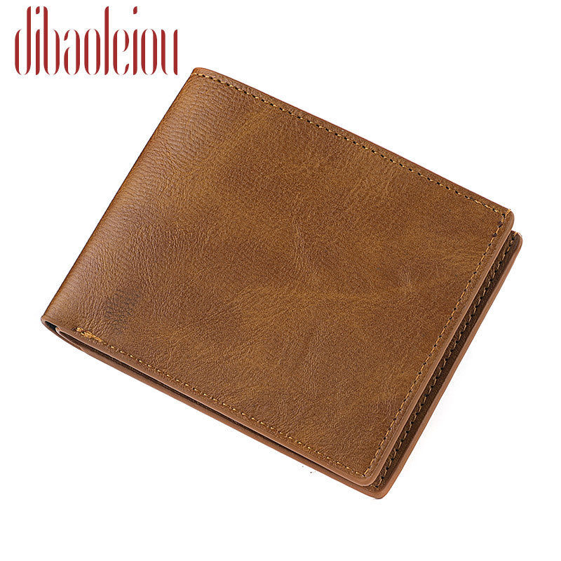 Men's Crazy Horse Leather Pattern Retro Fashion Men's Wallets