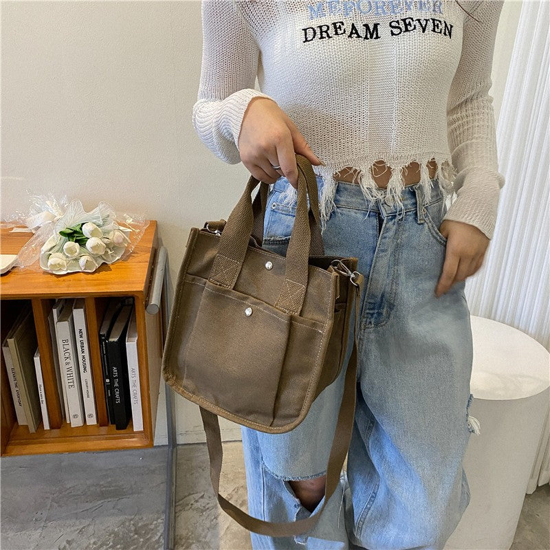 Classy Slouchy Canvas Summer Solid Color Handbags