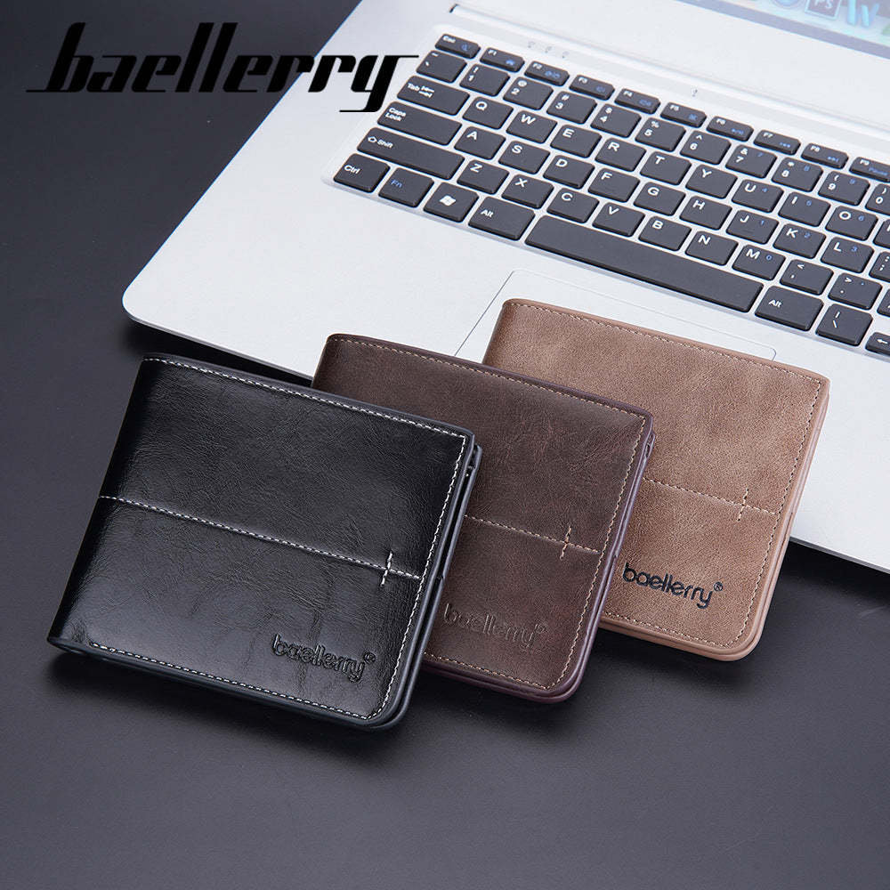 Men's Short Simple Snap Zipper Horizontal Vertical Men's Wallets