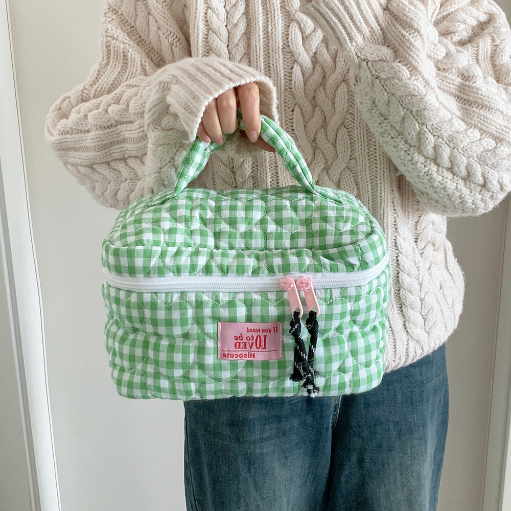 Portable Large Capacity Color Plaid Storage Bags