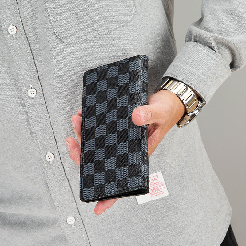 Men's Classic Long Plaid Soft Trendy Men's Wallets