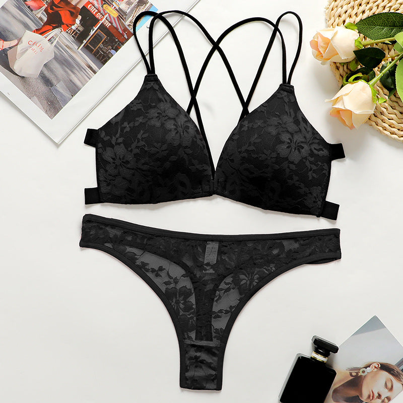 Sexy Lace Bare Back Front Buckle Lingerie Sets