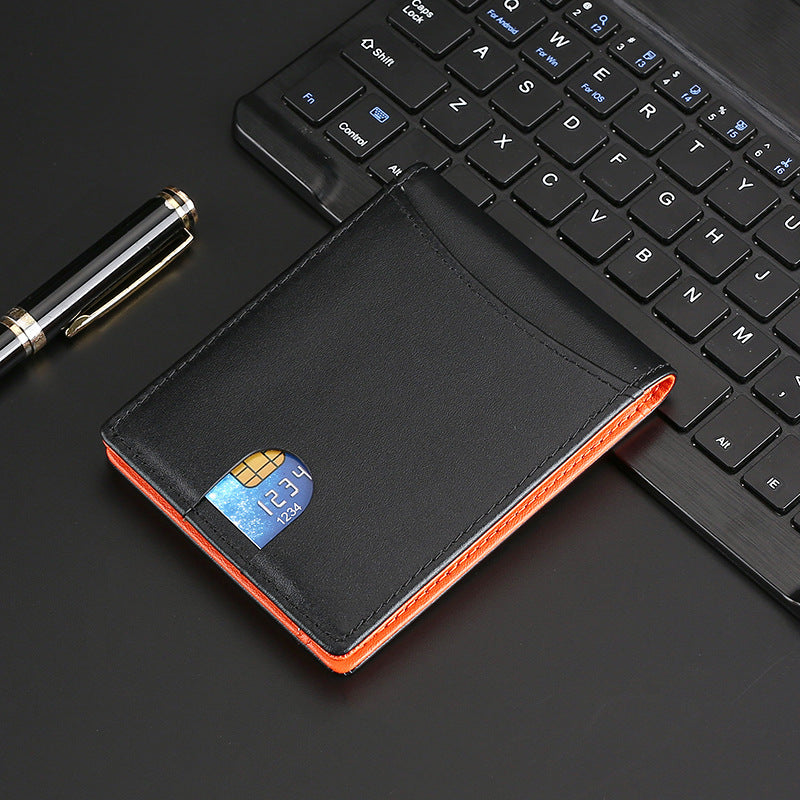 Men's Leather Swiping Dollar Carbon Fiber Pattern Men's Wallet