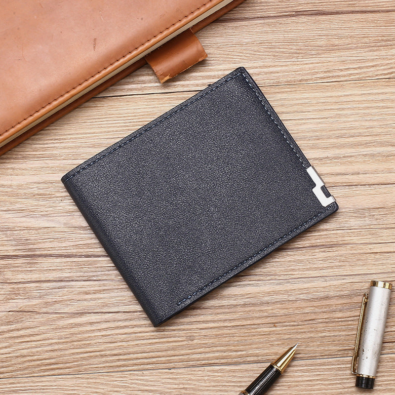 Men's Korean Style Blue Iron Edge Horizontal Vertical Card Holder