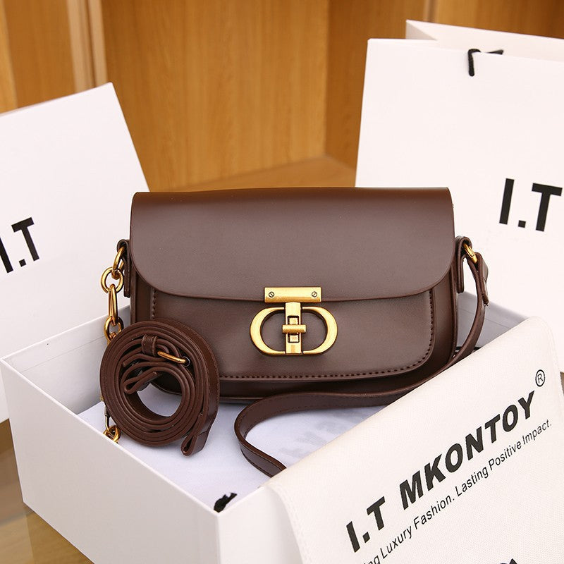 Women's Solid Color Fashion Textured Retro Popular Chain Shoulder Bags