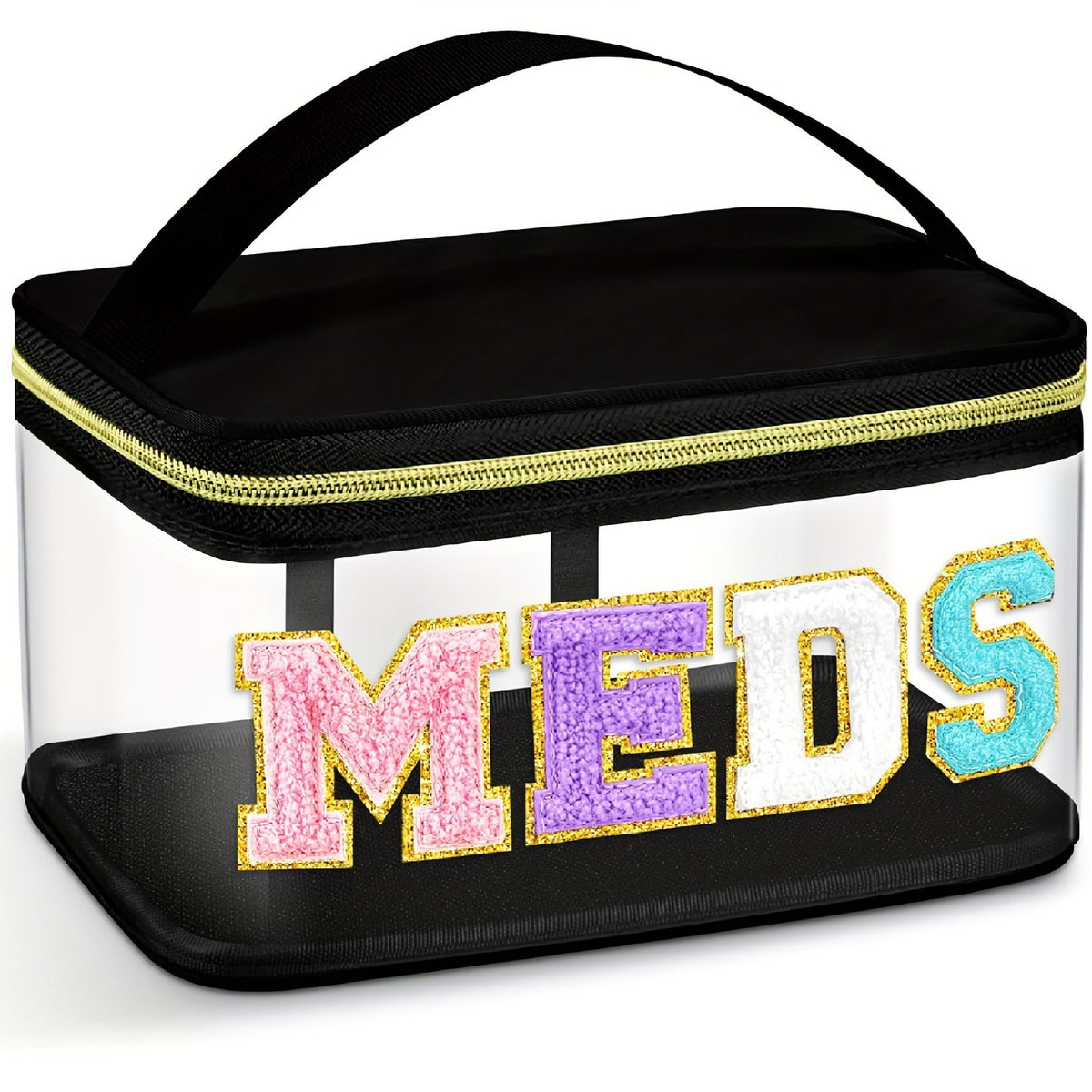 Transparent Hand Embroidered Letter Portable Cosmetics Bags