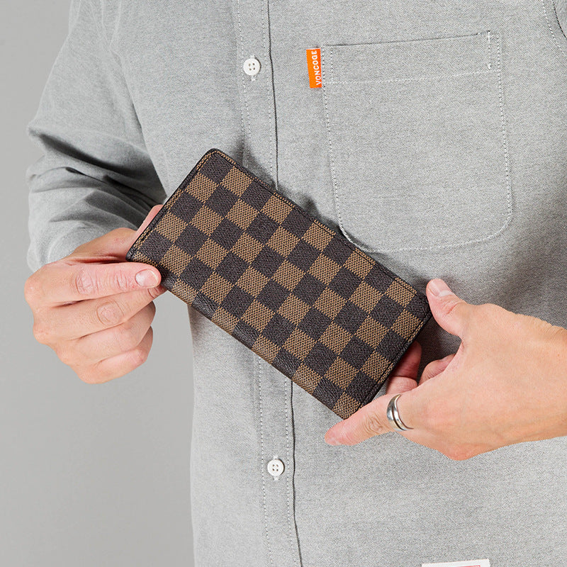 Men's Classic Long Plaid Soft Trendy Men's Wallets