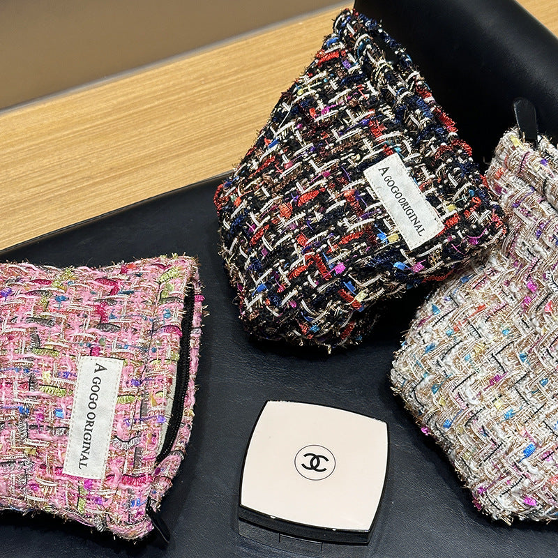 Sense Classic Style Clutch Woven Bright Silk Sanitary Makeup Bag