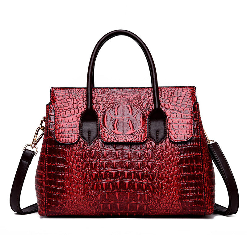 Versatile Women's Crocodile Pattern Fashion Big Handbags