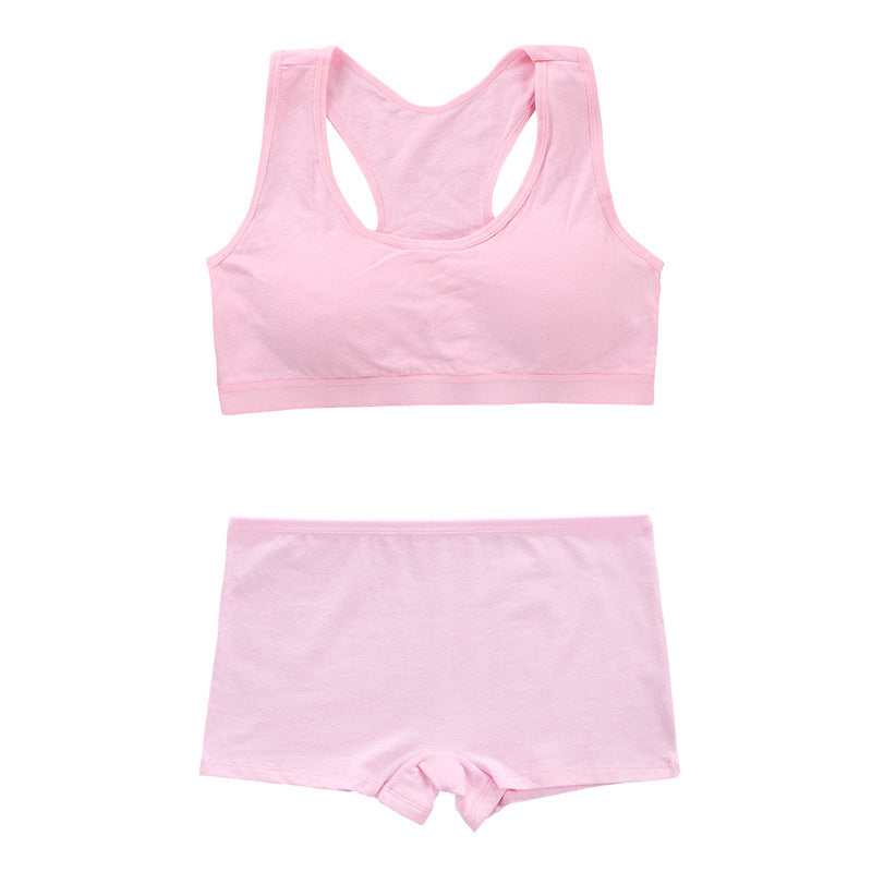 Children's Cotton Solid Color Bandeau Sling Wireless Vest Lingerie Sets