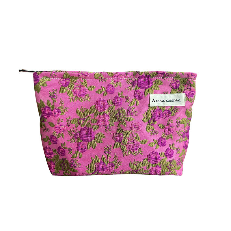 Flower Portable Storage Canvas Liner Toiletry Makeup Bag