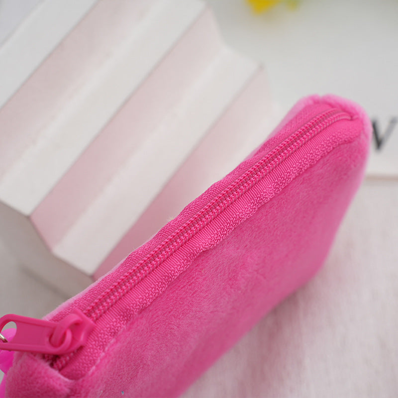 Glamorous Color Candy Plush Earphone Simple Coin Purses