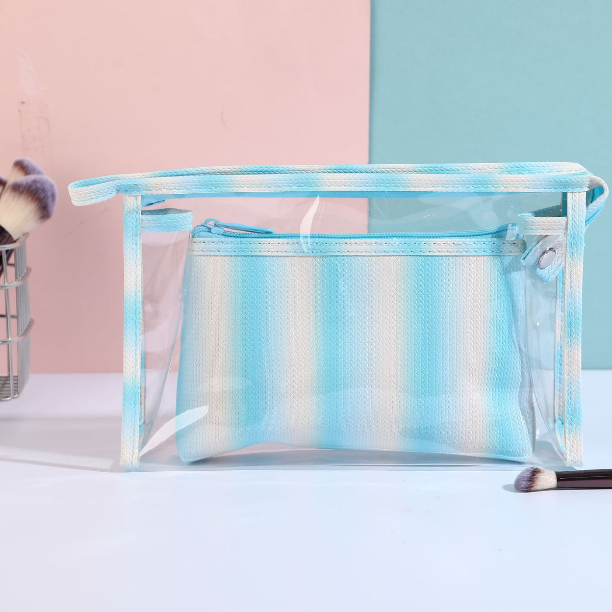 Transparent Striped Rainbow Portable Storage Wash Bags