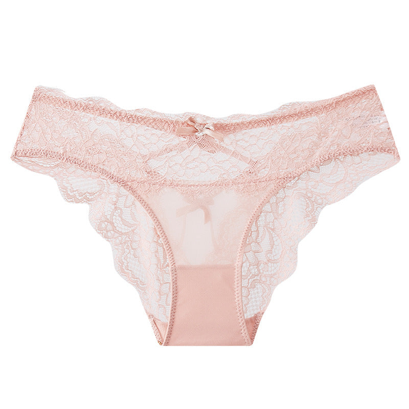 Women's Waist Hollow Jacquard Lace Briefs Comfortable Cotton Panties