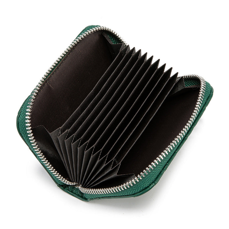 Glamorous Women's Passport Lambskin Zipper Mini Card Holder