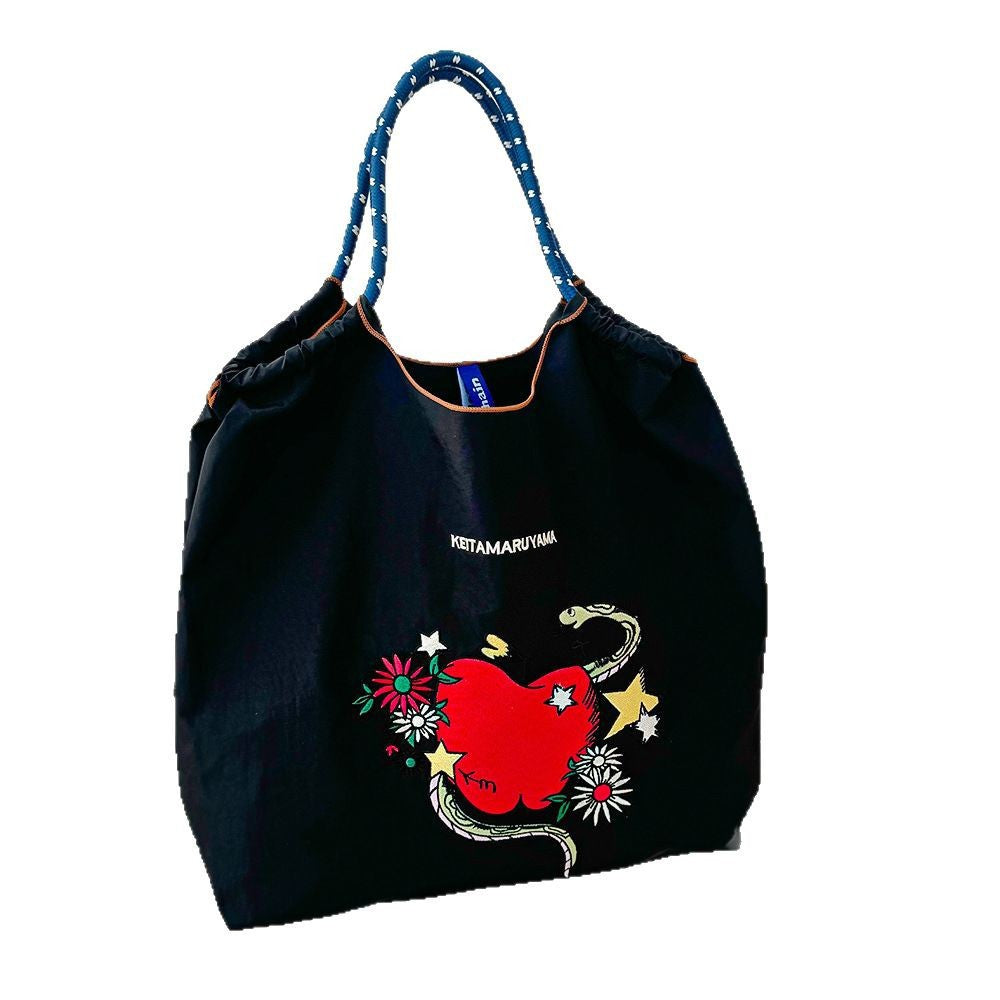 Spring Style Nylon Embroidered Fashion Niche Large Capacity One Women's Shoulder Bag