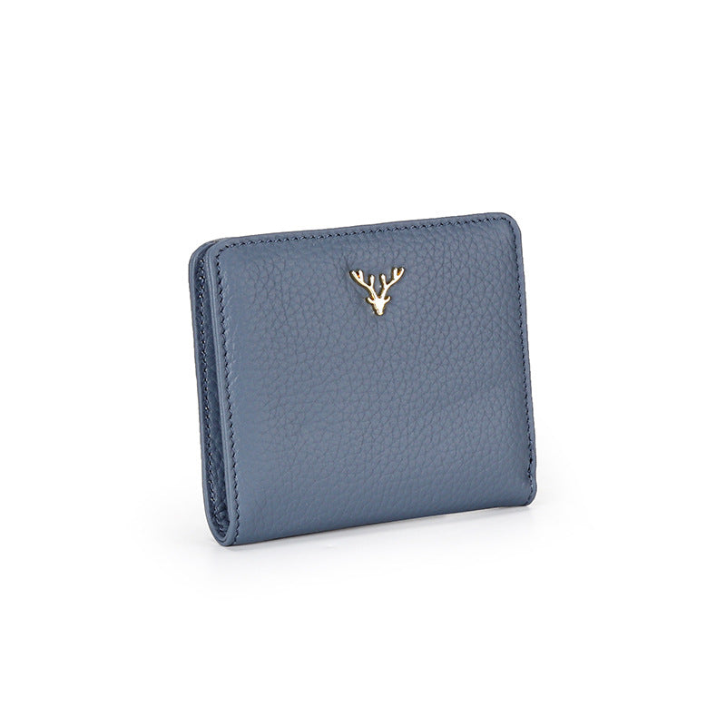 Women's Leather Short Fashion Full Cowhide Fold Purses