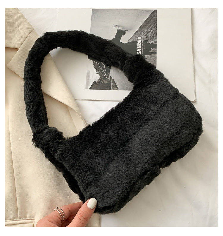 Charming Plush Underarm Female Fashion Portable Handbags