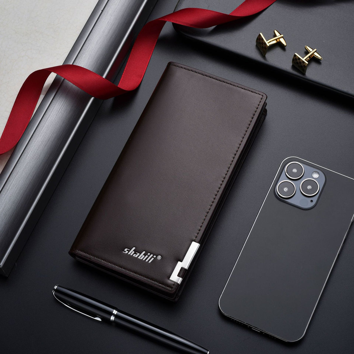 Men's Oil Wax Leather Business Letter Style Long Men's Wallet