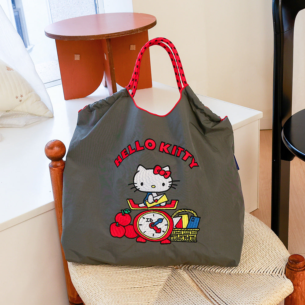 Women's Summer Needle Embroidery Nylon Large Capacity Shoulder Bags