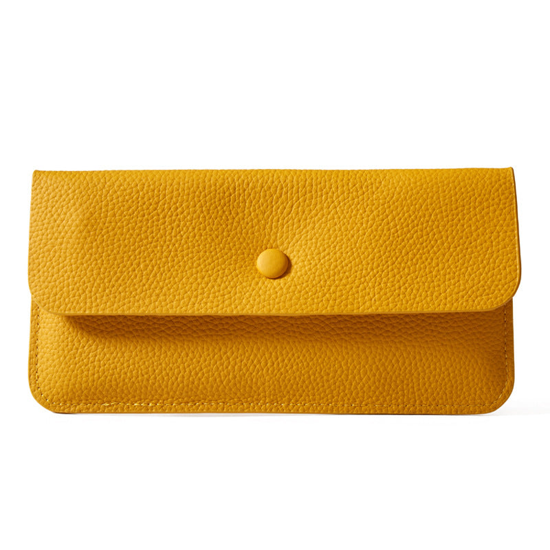 Women's Envelope Yellow Long Cowhide Clutch Leather Bags