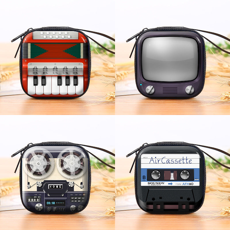 Cartoon Game Machine Tinplate Zipper Earphones Coin Purses