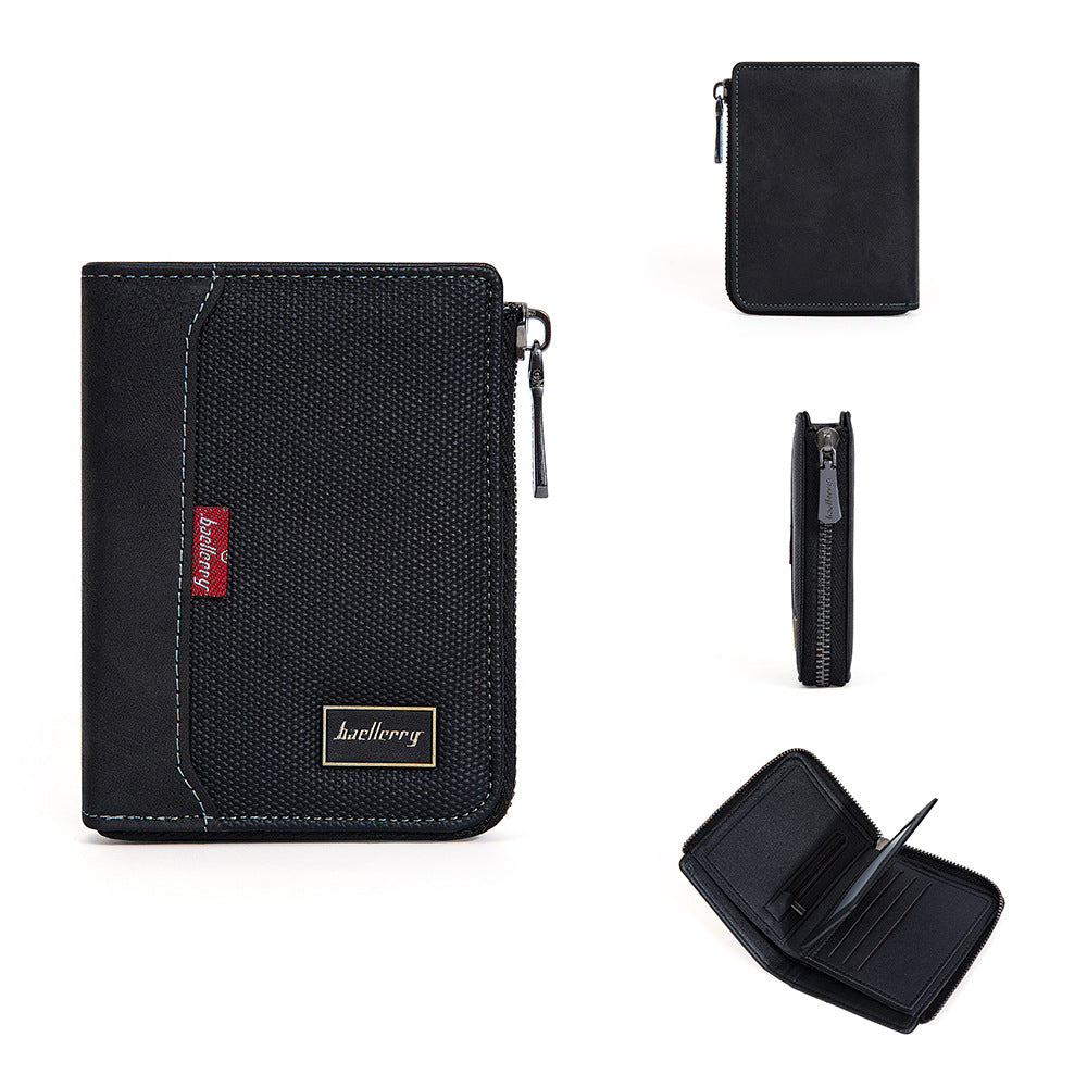 Glamorous Men's Multiple Slots Vertical Zipper Men's Wallet