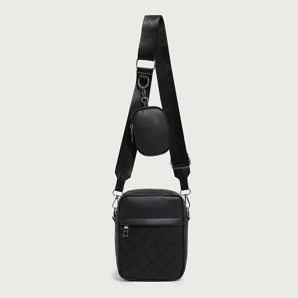 Women's Simple Practical Quilted Vertical Two-piece Set Women's Messenger Bag