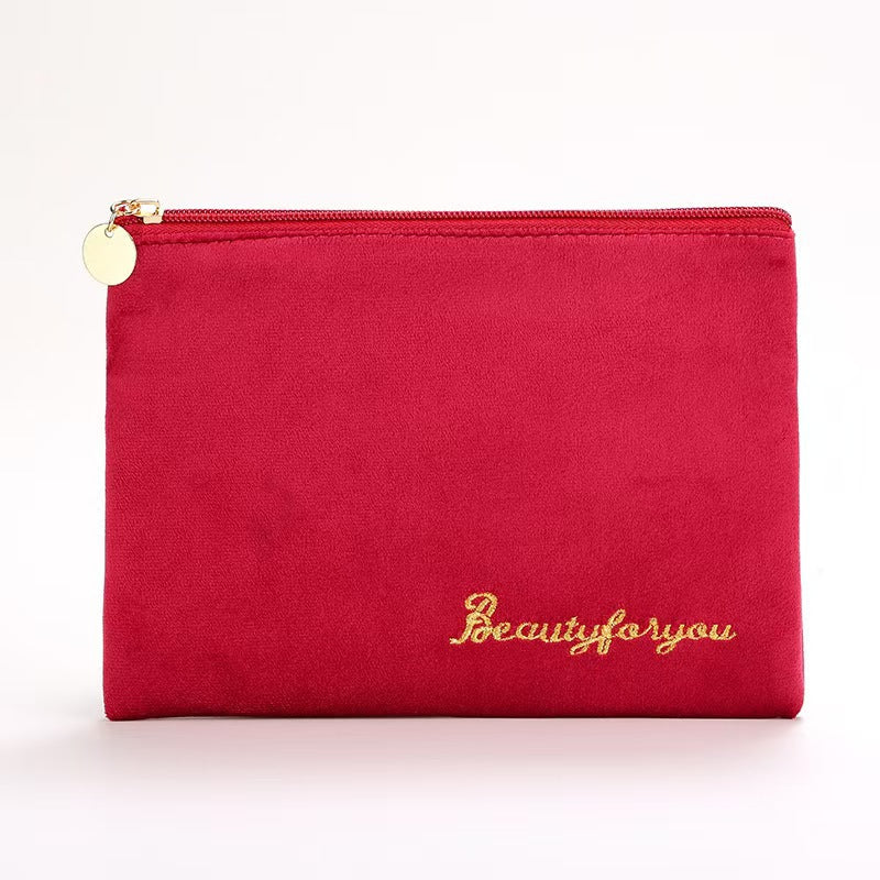 Plush Good-looking Storage Flannelette Large Capacity Embroidery Cosmetic Bags