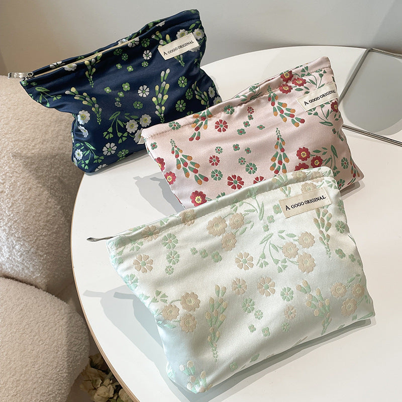 Blossom Canvas Portable Skin Care Buggy Out Makeup Bag