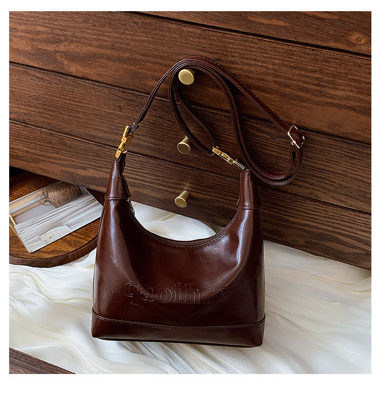 Retro Springtide Flow Solid Color Texture Diagonal One Women's Shoulder Bag