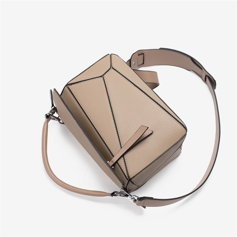 Stitching Geometric Lychee Pattern Lightweight Large Crossbody Bags