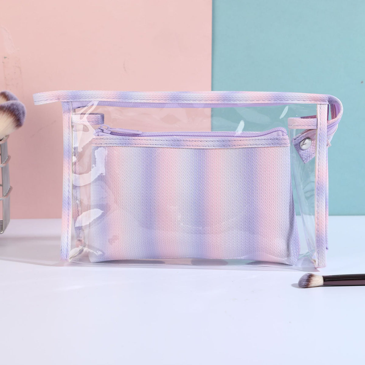 Transparent Striped Rainbow Portable Storage Wash Bags
