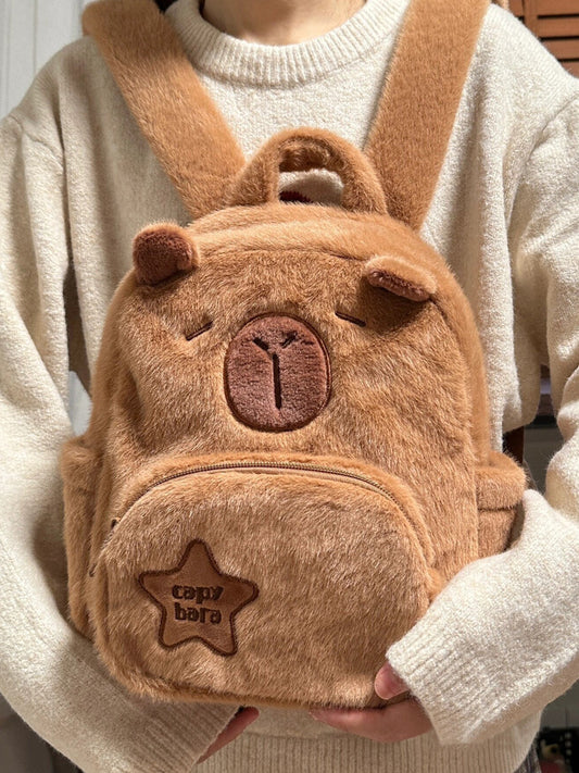Plush Capybara Cute Wild Fur Female Backpacks