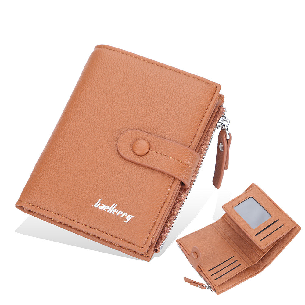 Women's Short Litchi Pattern Multiple Slots Hasp Ladies Wallet