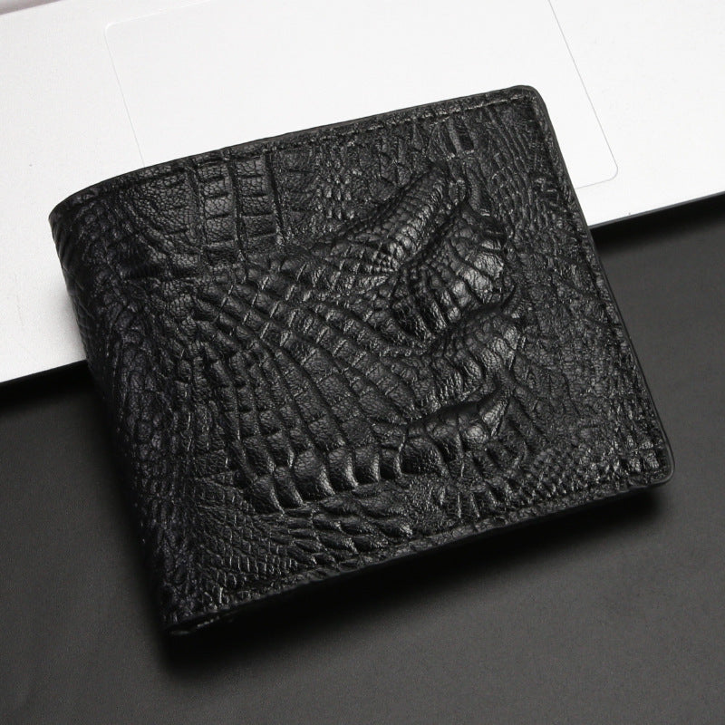 Men's Vintage Oil Wax Leather Crocodile Three-dimensional Men's Wallet