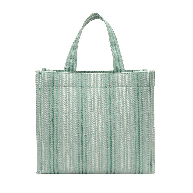 Women's Canvas Hand-held Western Style Striped Large Shoulder Bags