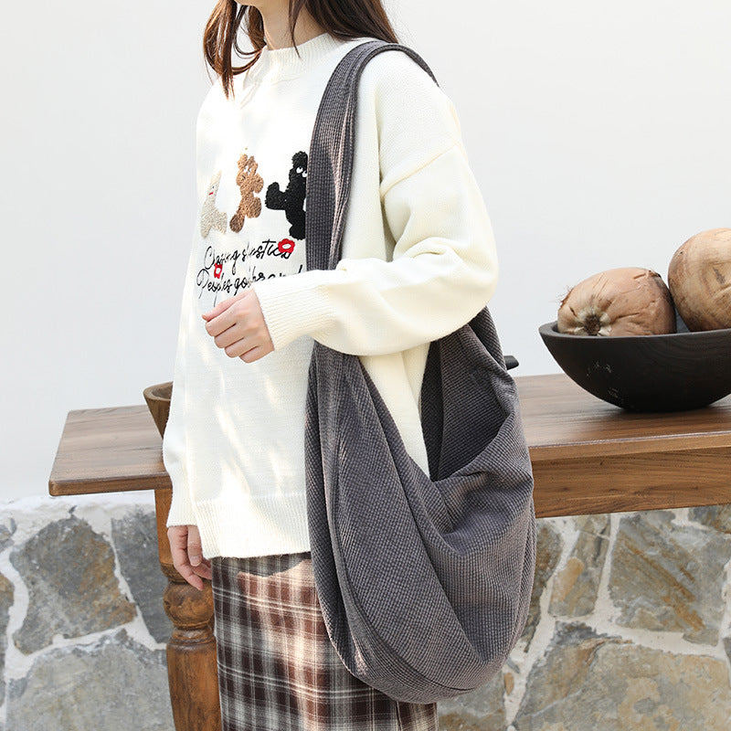 Leisure Large Capacity Dumpling Artistic Canvas Crossbody Bags