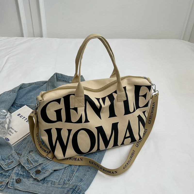 Women's Letter Fashion Canvas Large Capacity Portable Crossbody Bags