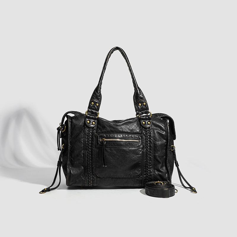 Fashion Retro Portable Washed Soft Motorcycle Large Bags