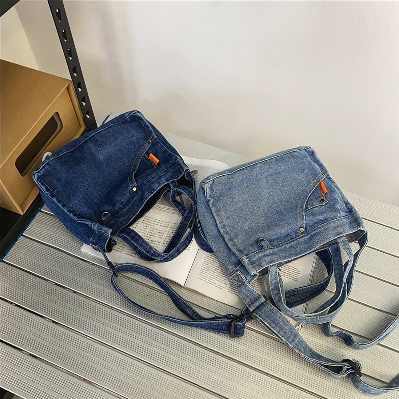 Women's Exquisite Washed Jean Literary Style Personalized Women's Messenger Bag