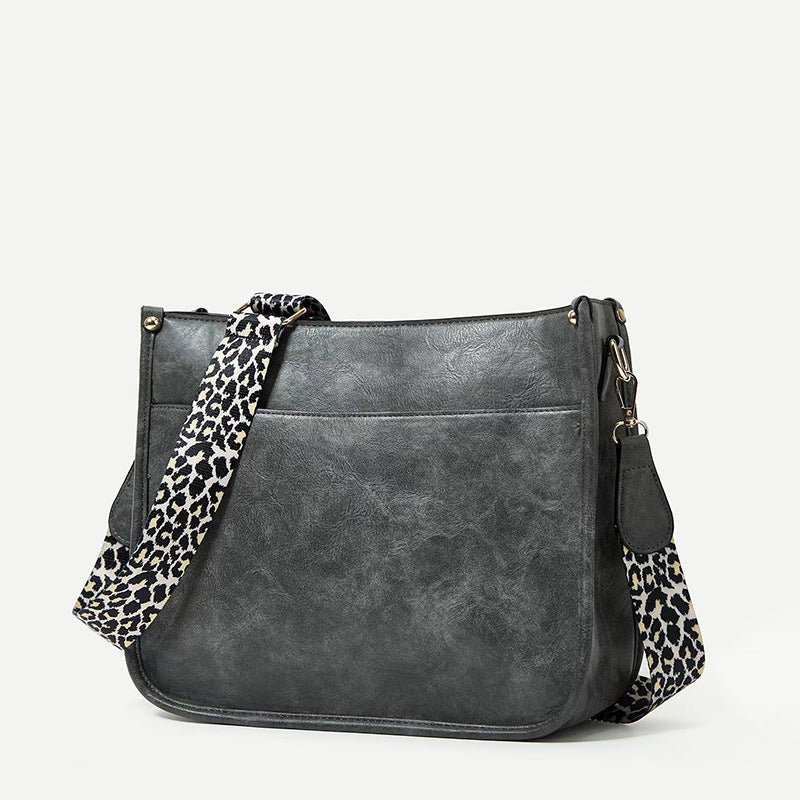 Women's Fashion Leopard Print Ribbon Large Capacity Women's Messenger Bag