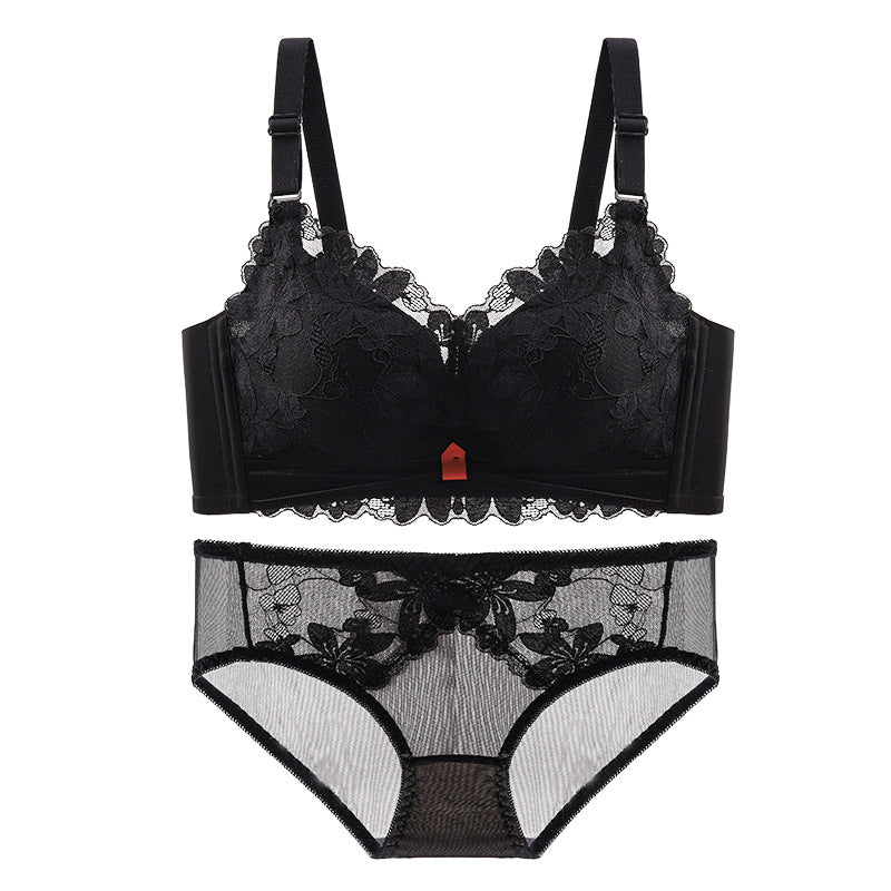 Women's Gathering Top Support Thickened Breathable Wireless Lingerie Sets