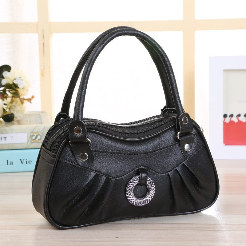 Women's Double Pocket Mom Shopping Leather Change Bags