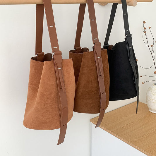 Capacity Female Single Suede Simple Korean Shoulder Bags