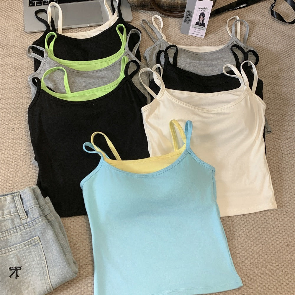 Women's Sense Padded Strap Vest Inner Match Tanks Camis